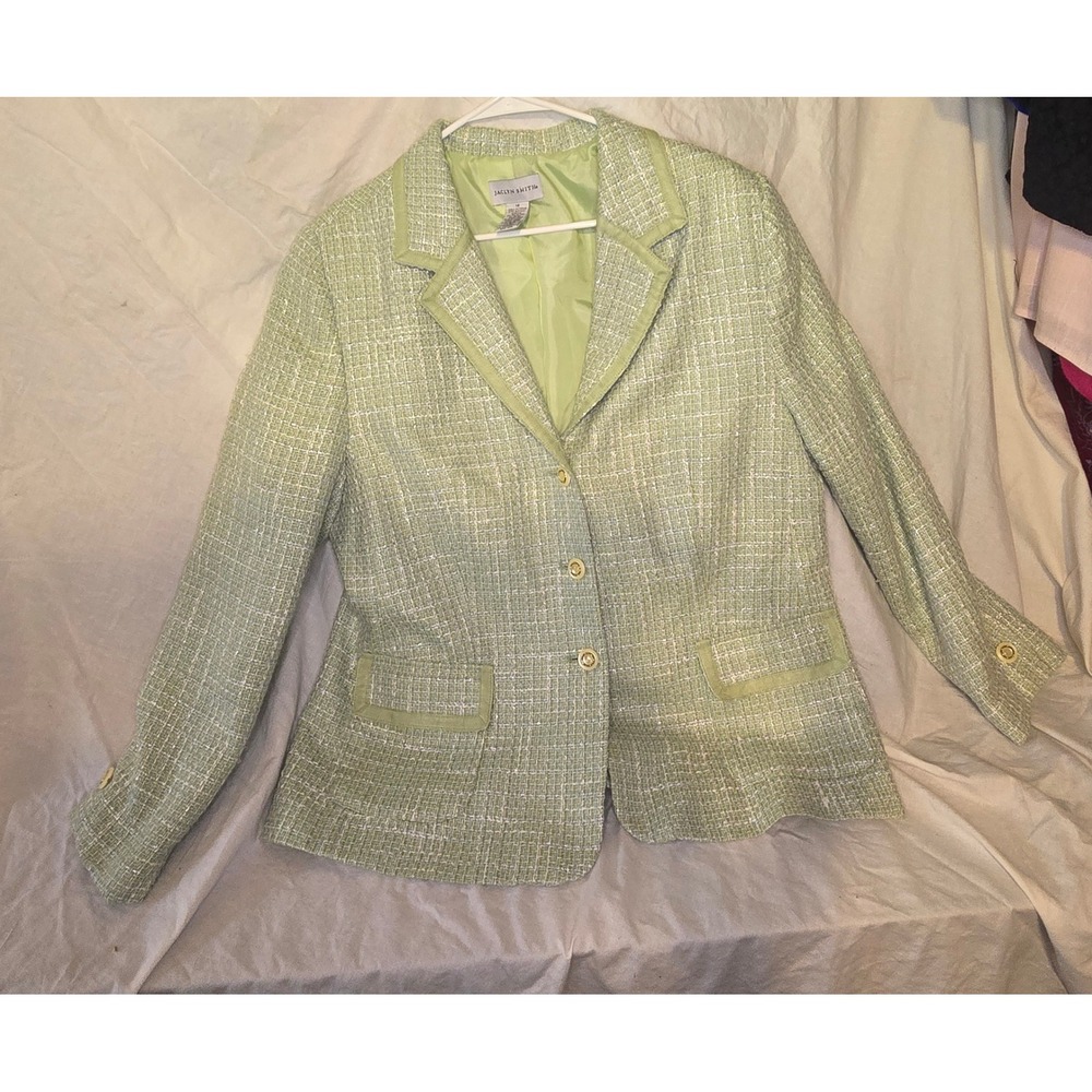 Y2K Tweed Blazer Pastel Preppy Vintage Jaclyn Smith Women's 18 Metallic Thread